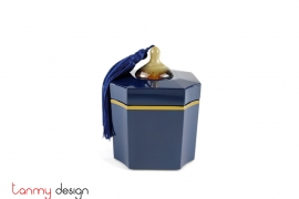 Marine cylinder lauquer box with tassel knob 10*10*H12 cm